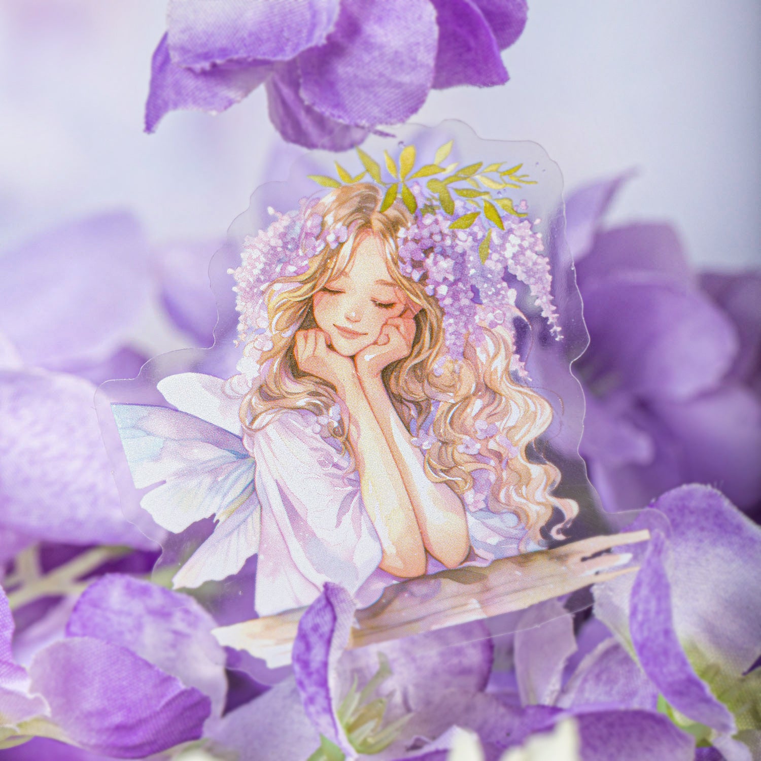 20 Pcs Purple Flower Girl Garden PET Stickers ZLLHY