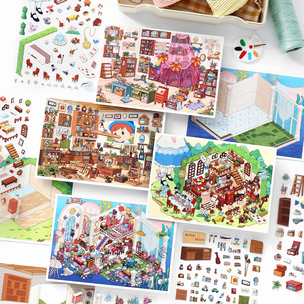 3D House Scene DIY Stickers Kit WDXWEY