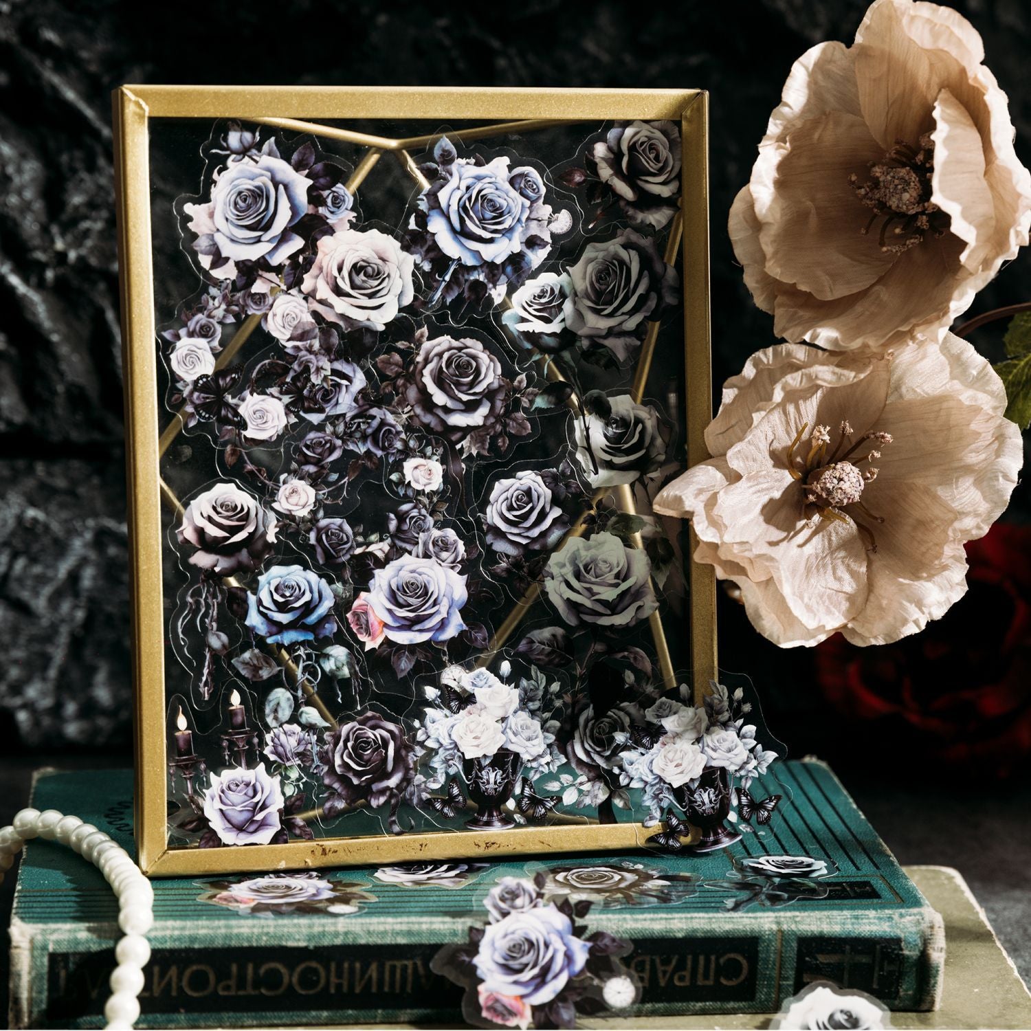 40 Pcs Vintage Rose Stickers MGQS