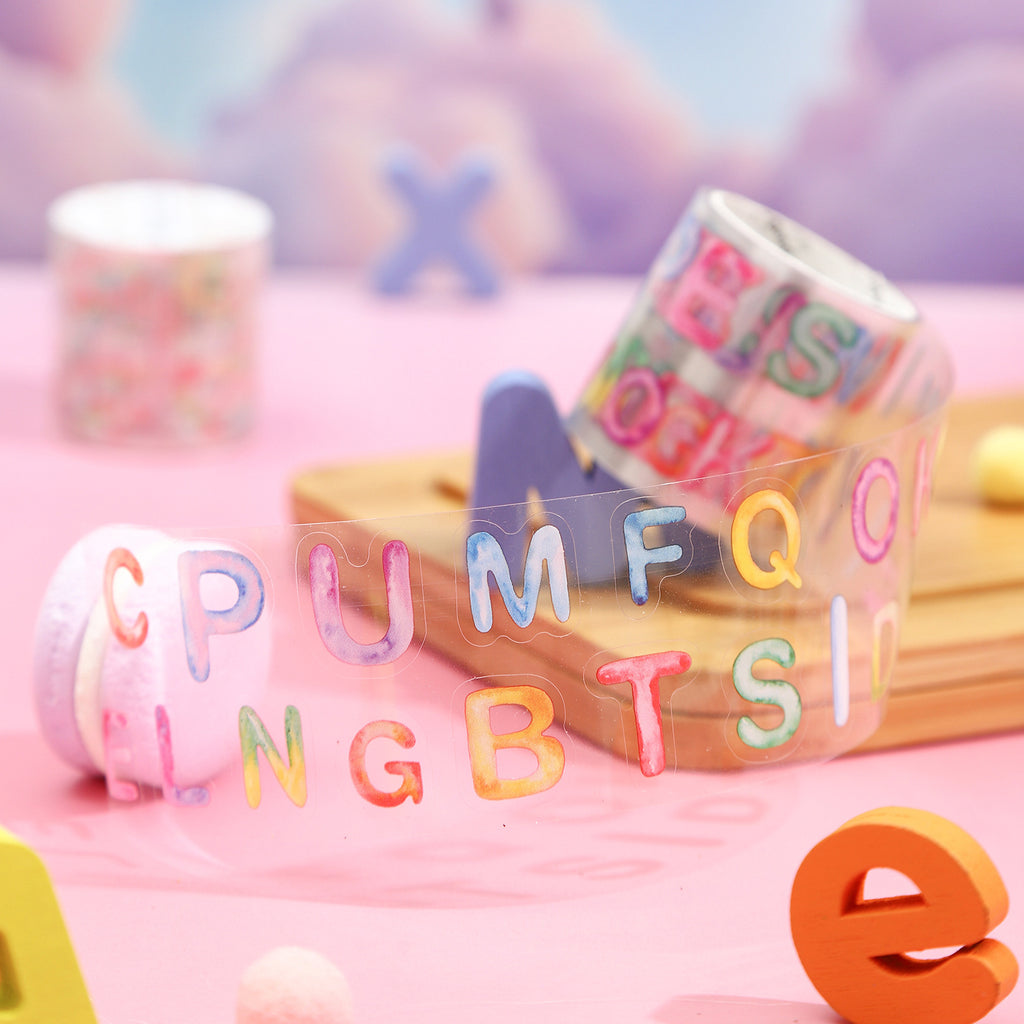1 Roll Colorful Letter PET Stickers Tape ZMLY