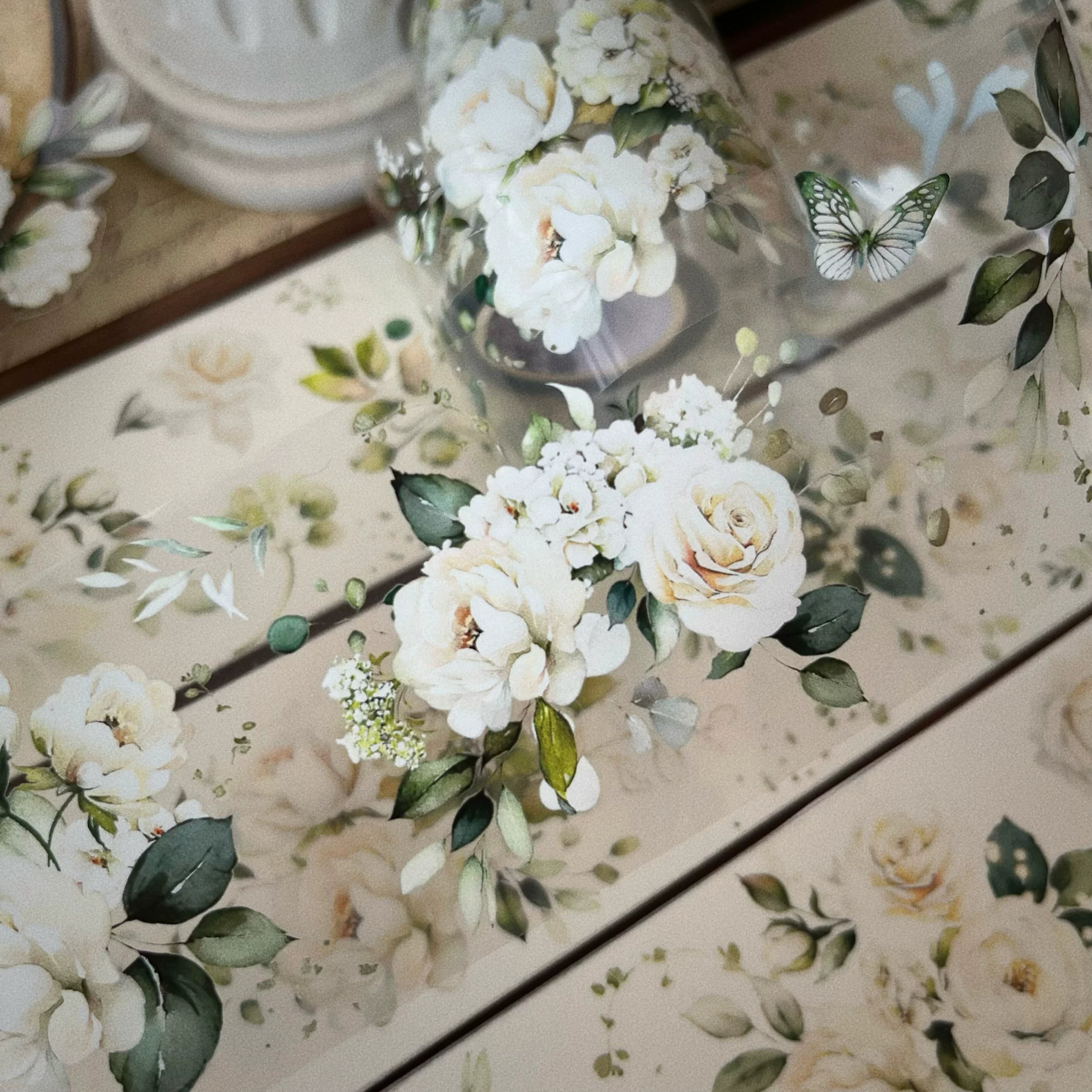 Floral Decorative Tape Rolls- White Hymn