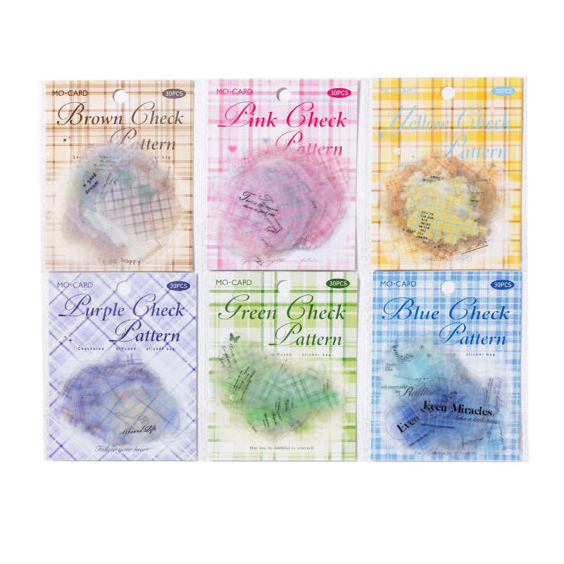 30 Pcs Watercolor Grid Journal Stickers CSGWP