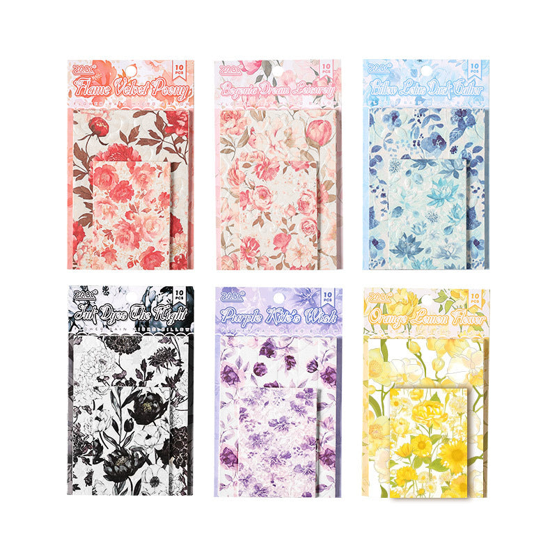 10 Sheets Floral Basic Scrapbook Paper HYWL