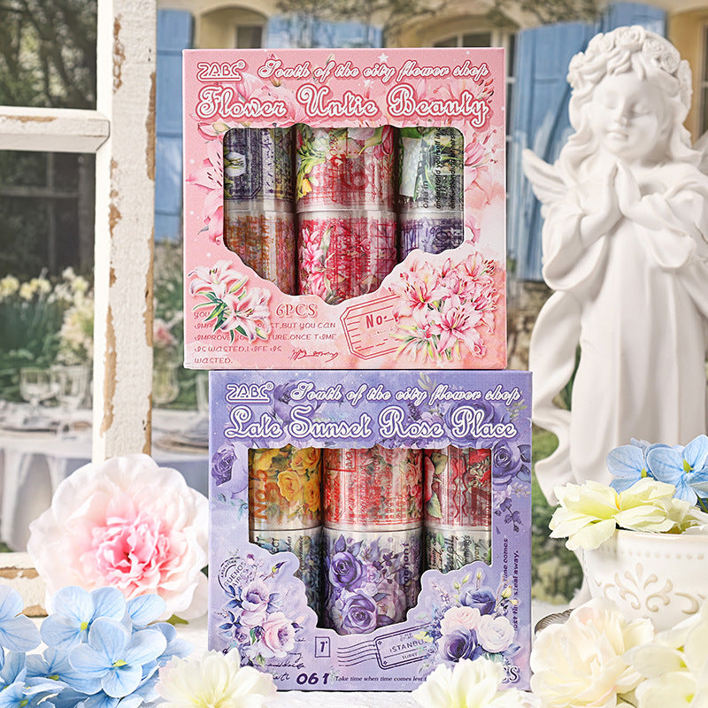 6 Rolls Flower Theme PET Tapes Set CNHD