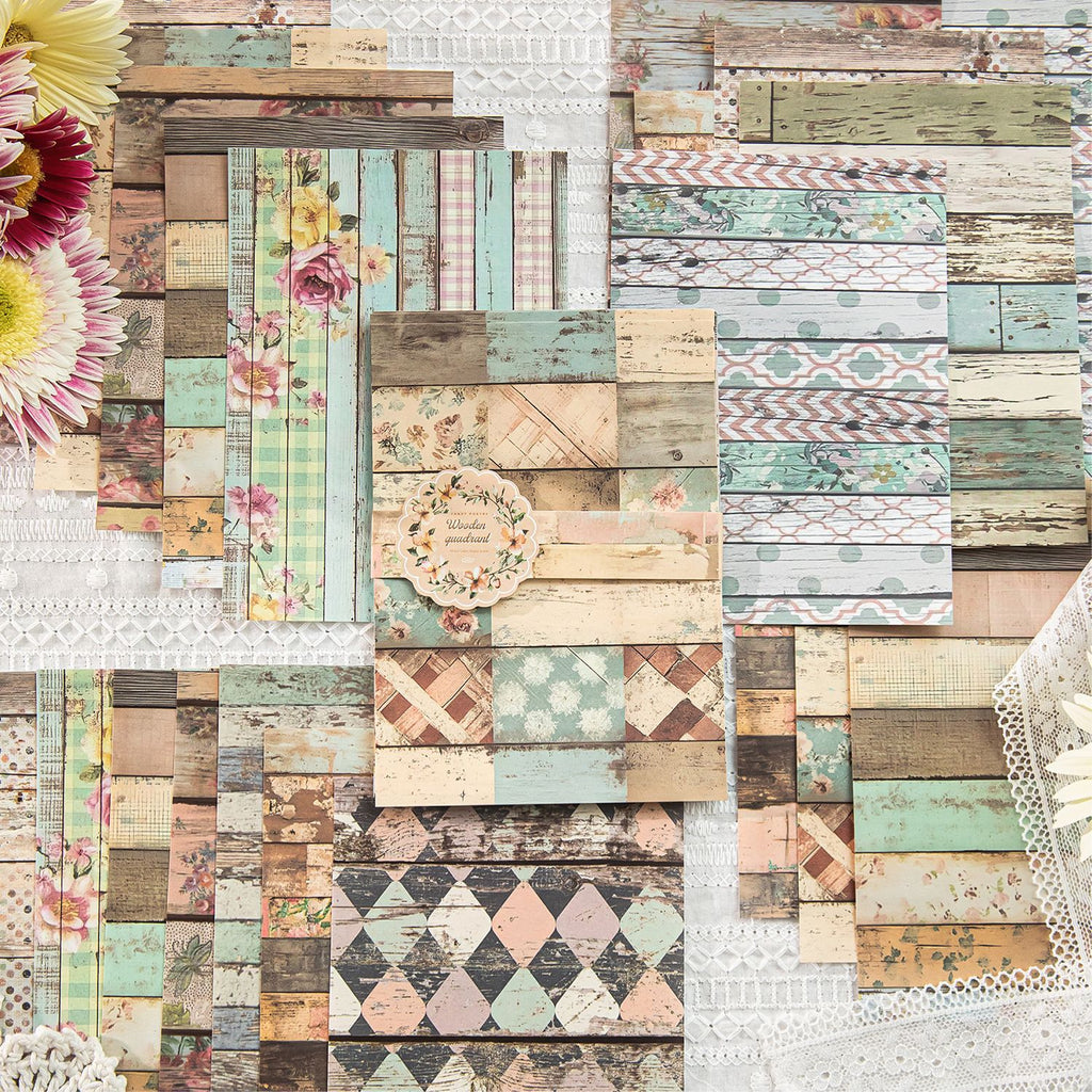 30 Pcs Wooden Color Scrapbook Paper MSZJ