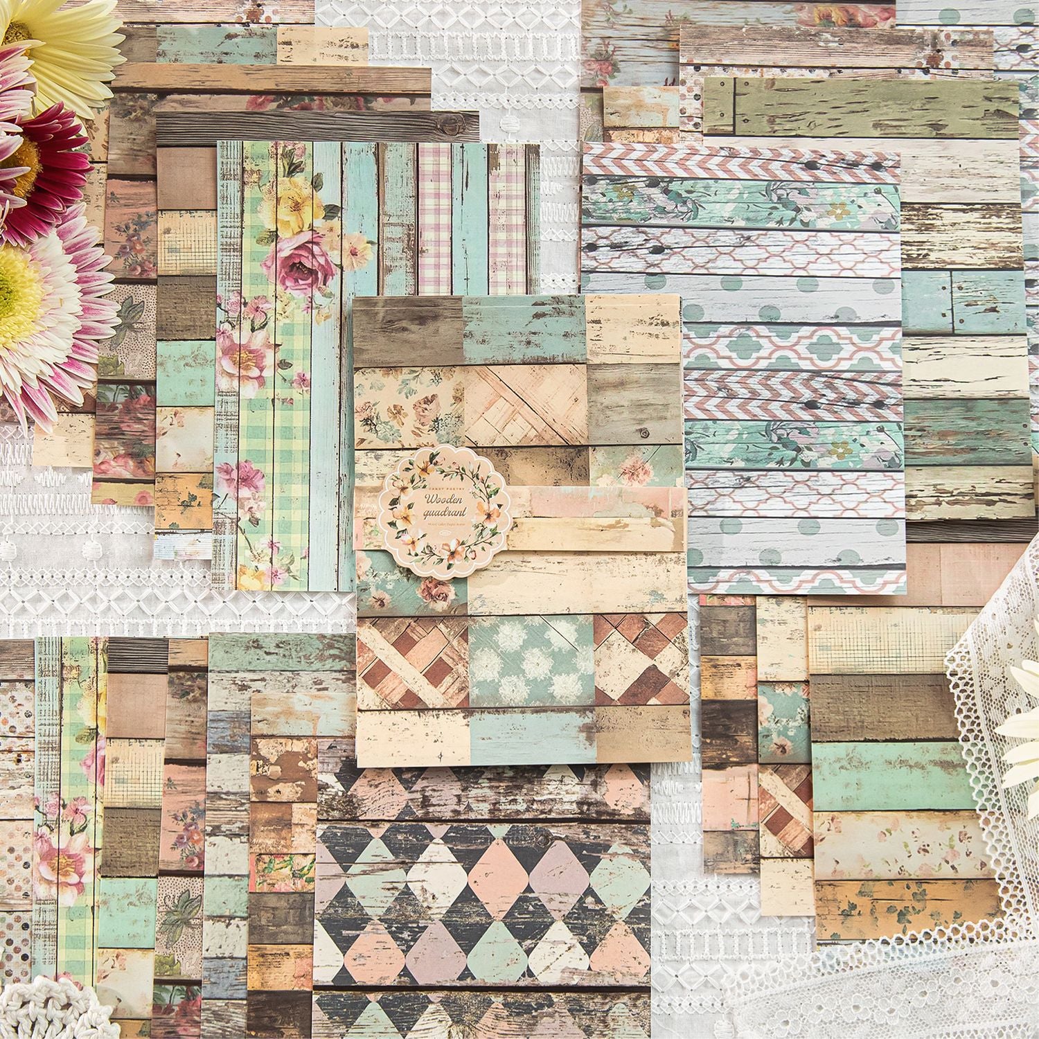 30 Pcs Wooden Color Scrapbook Paper MSZJ