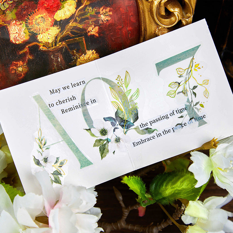 10 Pcs Flower Letter PET Stickers HJLX