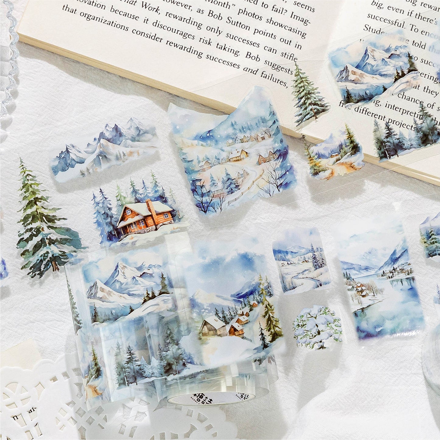 1 Roll Die-cut Seasonal Landscape PET Stickers Tape ZRZJGS