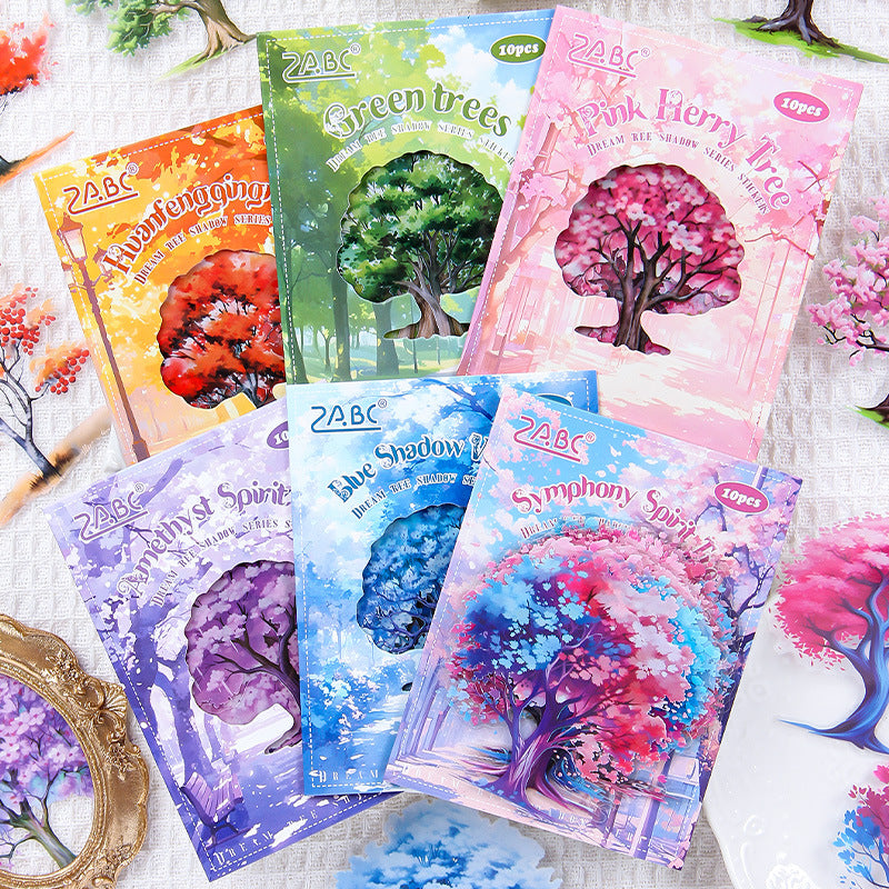 10 Pcs Seasonal Tree Stickers QMSY