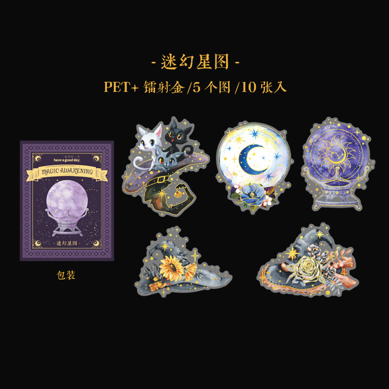 10 Pcs Magic Theme PET Stickers MFJX