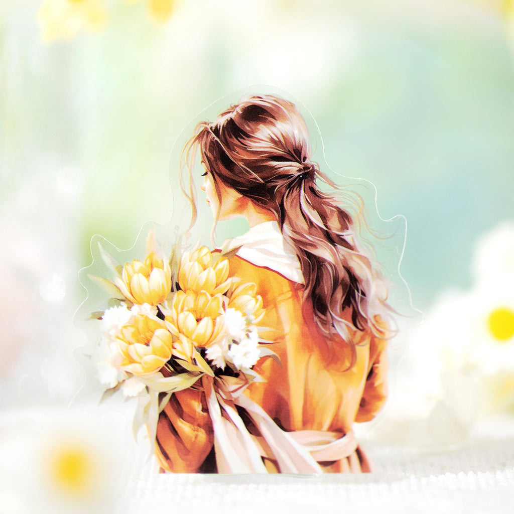 10 Pcs PET Flower and Girl Stickers HJBJ