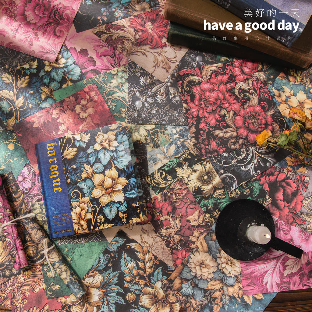 30 Pcs Baroque Theme Scrapbook Paper QMBLK