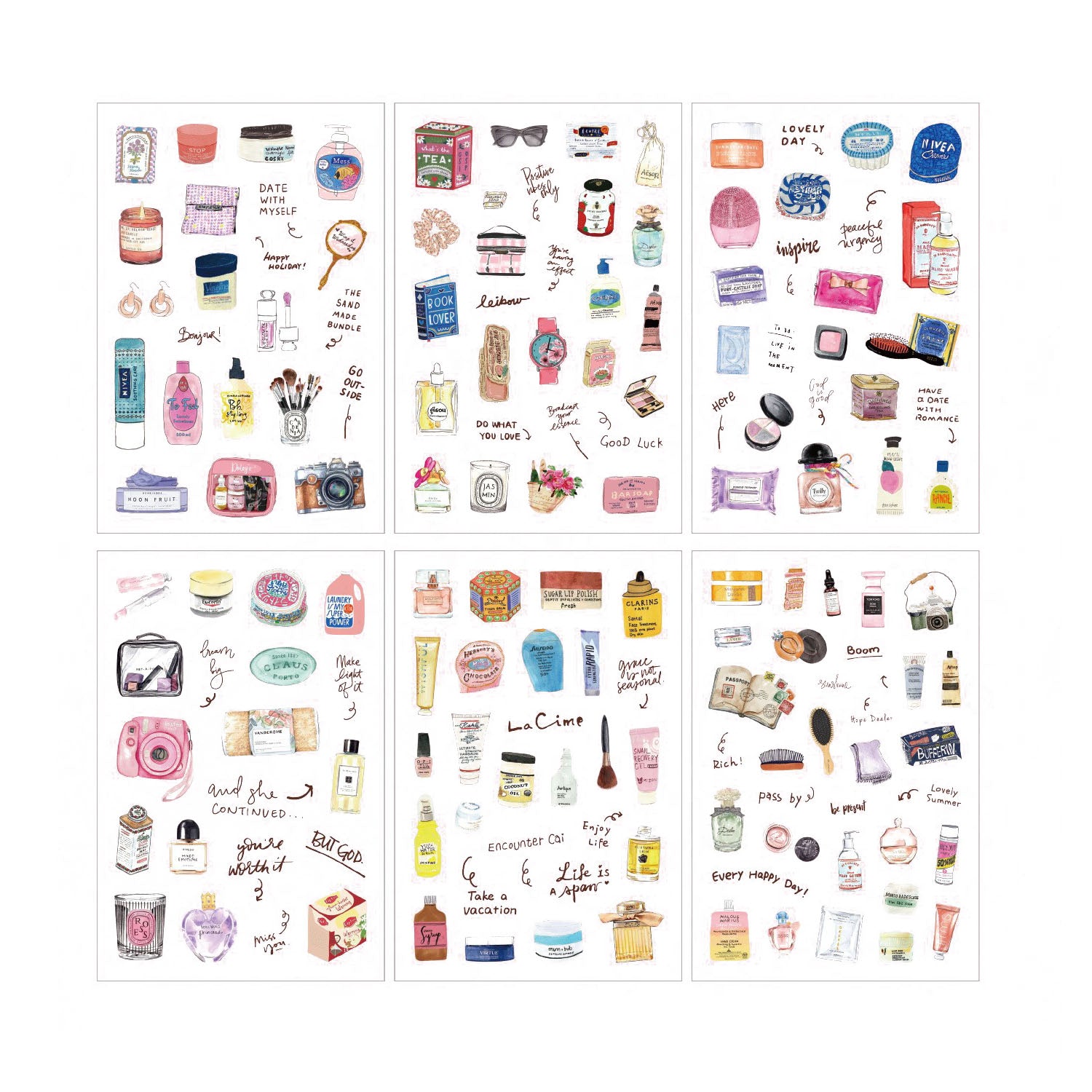6 Pcs Everyday Journal PET Stickers -Selfcare