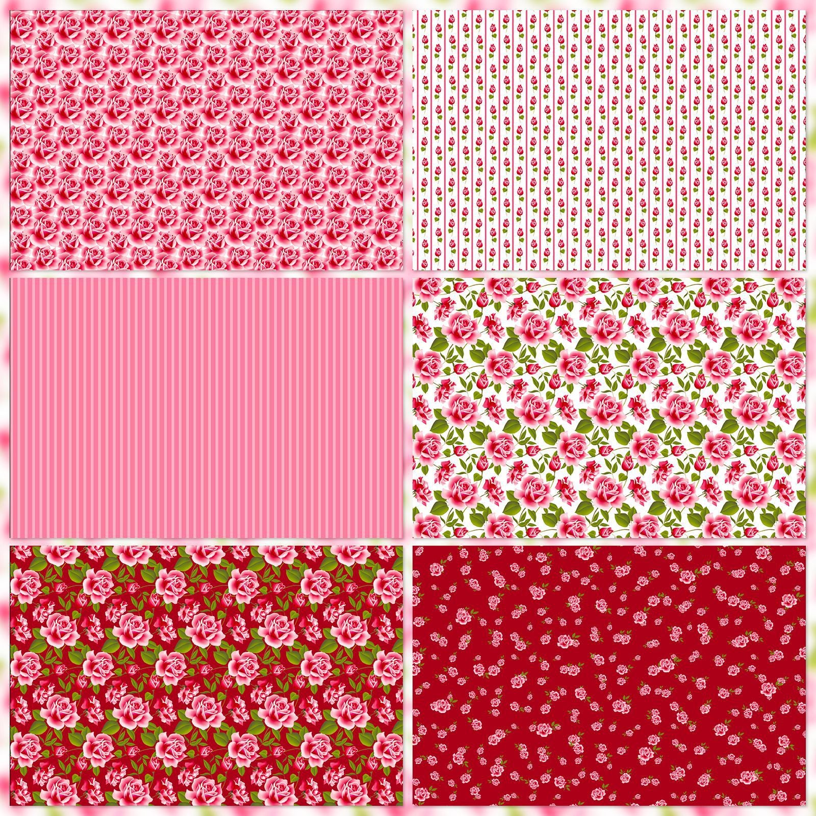 6 inch Pink Rose Scrapbook Paper Pad PA267