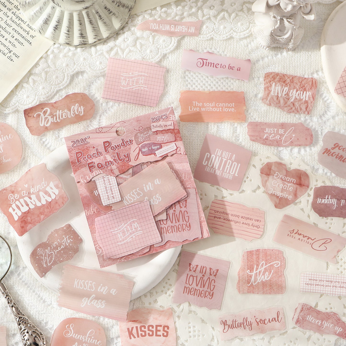 25 Pcs Vintage Words PET Stickers HYYL