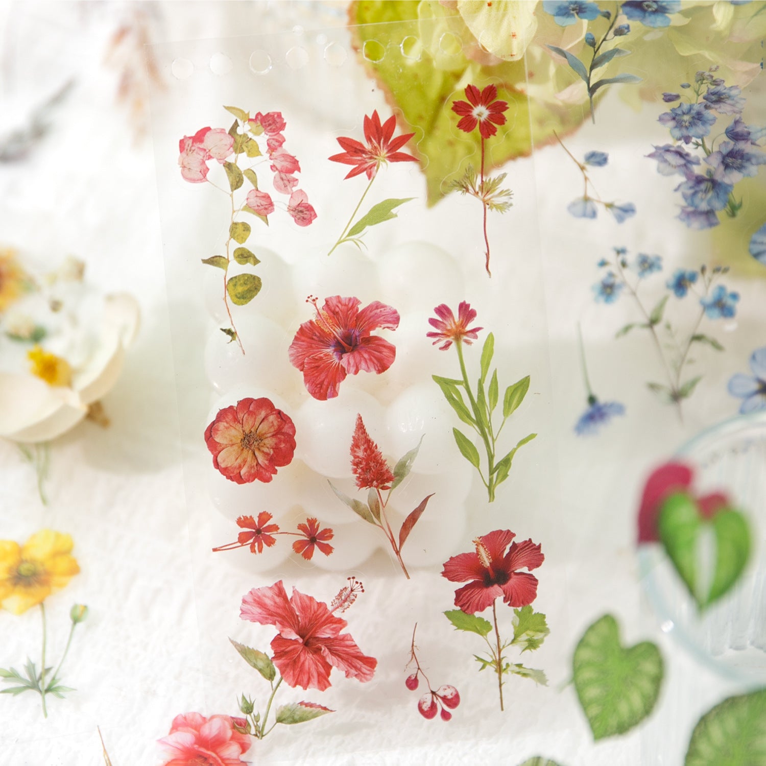 50 Sheets Flower Leaf PET Stickers Book CYJJLM