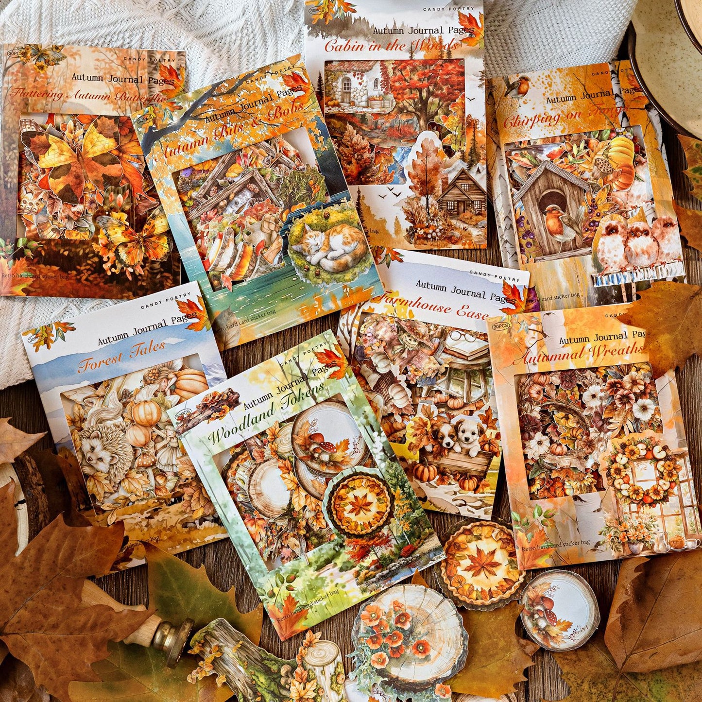 30 Pcs Autumn Themed Journal Stickers QRZJ
