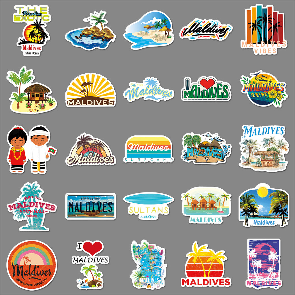 50Pcs Maldives Travel Vinyl Stickers TRV22