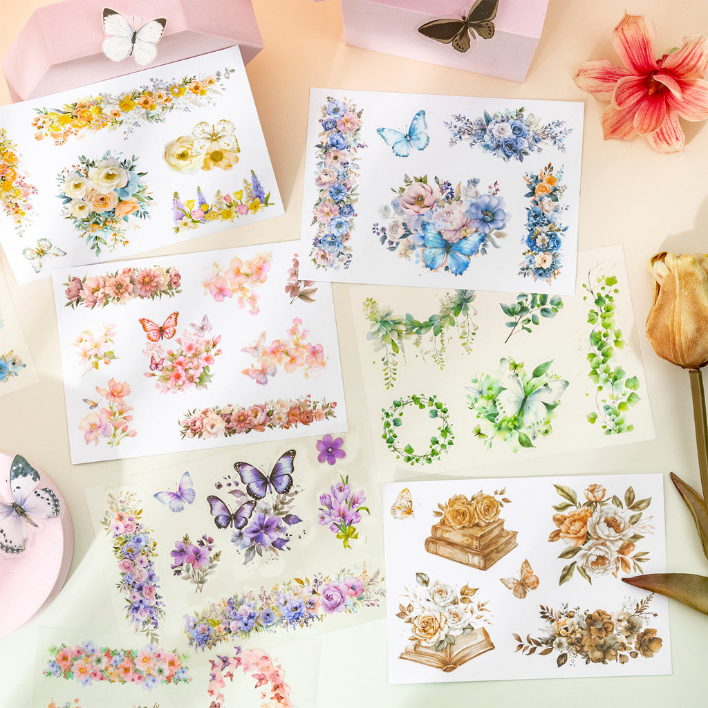18 Sheets Flower Washi Stickers and PET Stickers CYHH