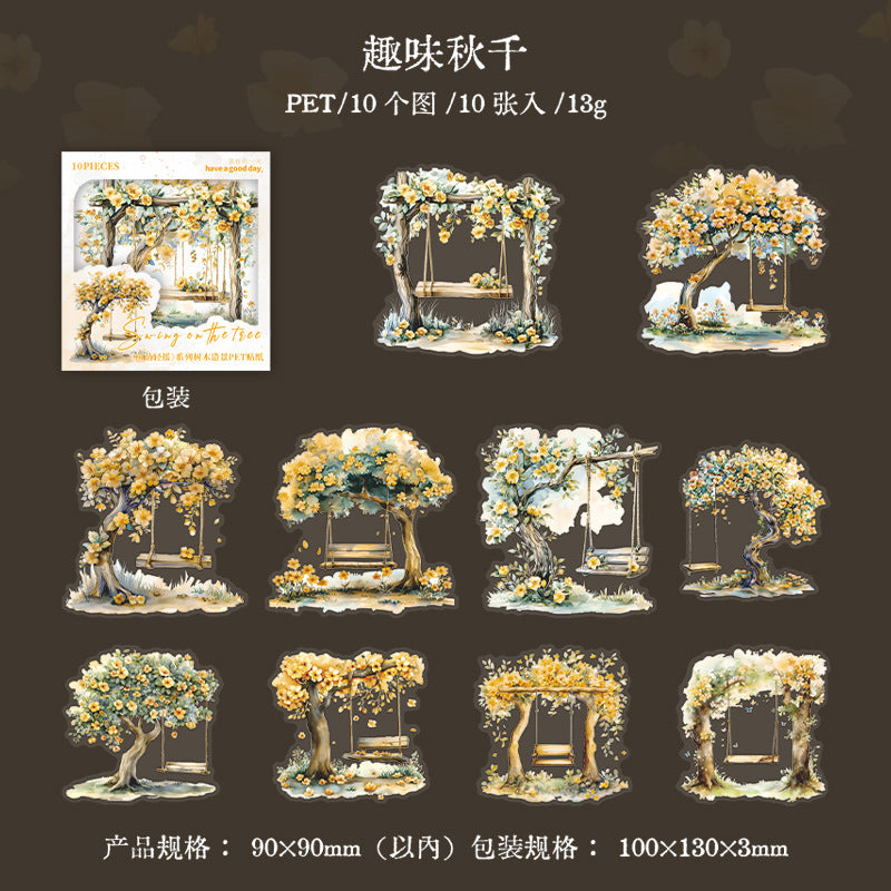 10 Pcs Garden Tree PET Stickers SYQY