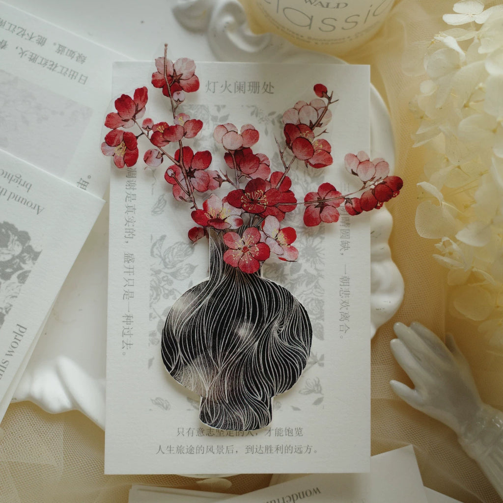 Floral Decorative Tape Rolls- Scarlet Plum
