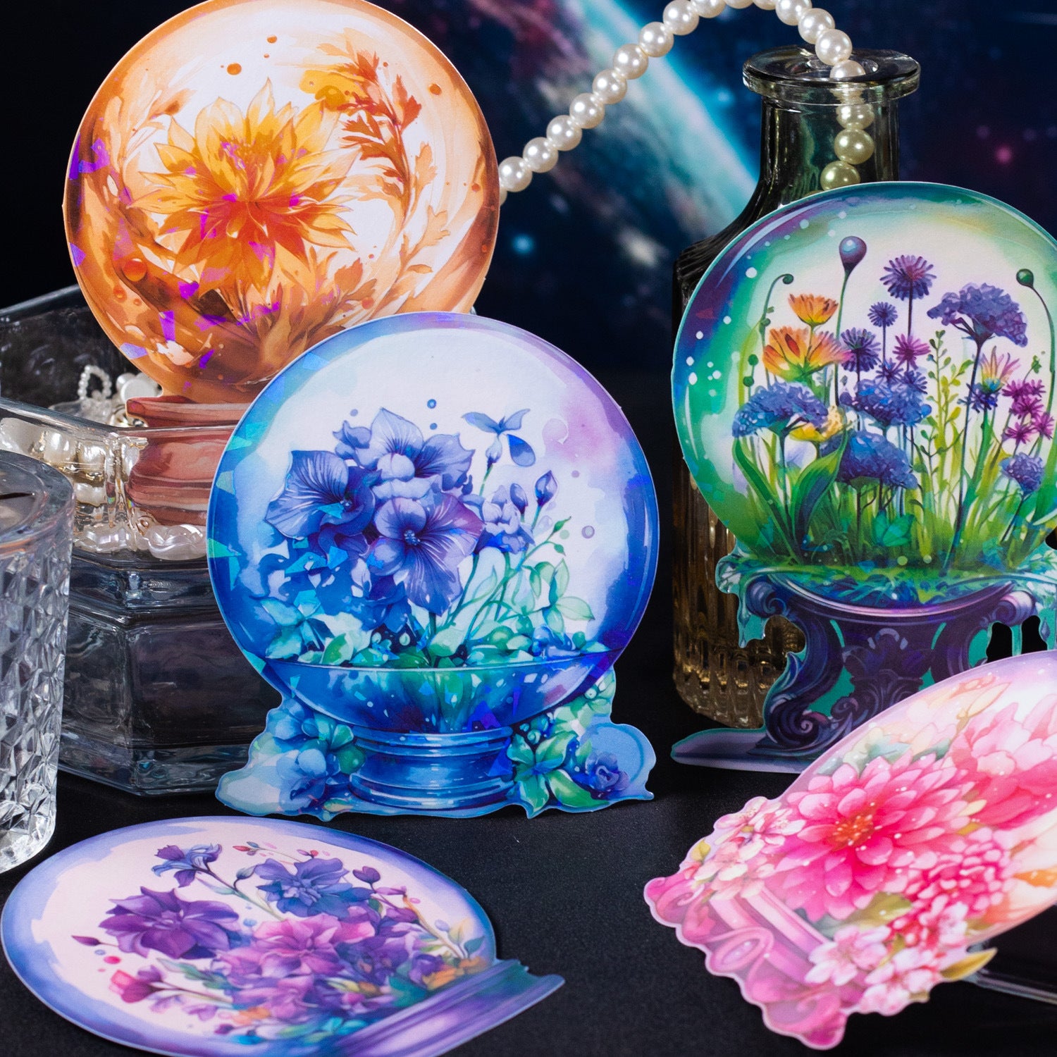 5 Pcs Crystal Ball PET Stickers MHSJ