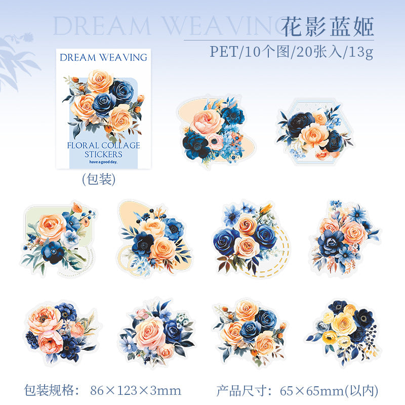 20 Pcs Flowers PET Stickers HMBZ