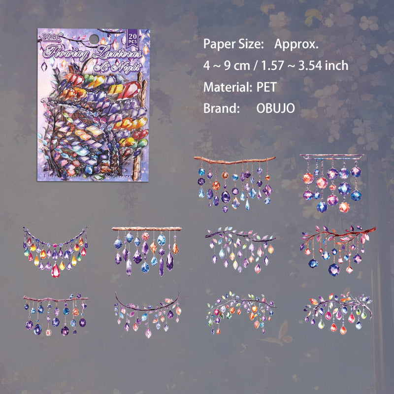 20 Pcs Night Light PET Stickers DHXC