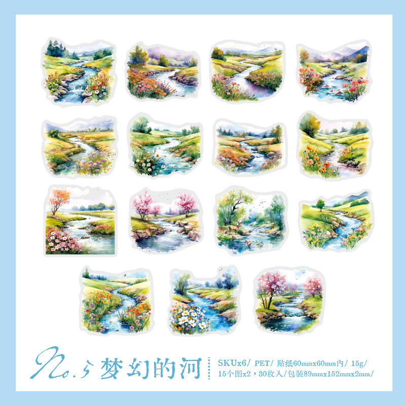 30 Pcs PET Landscape Stickers ZCTLLL