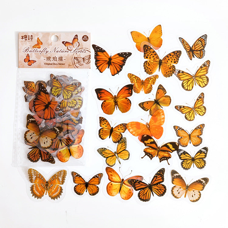 40 Pcs Buttefly PET Sticker Pack HDZRB