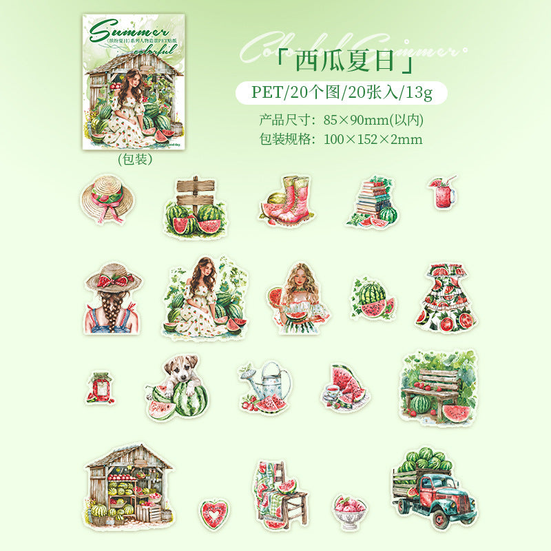 20 Pcs Summer PET Stickers BFXR