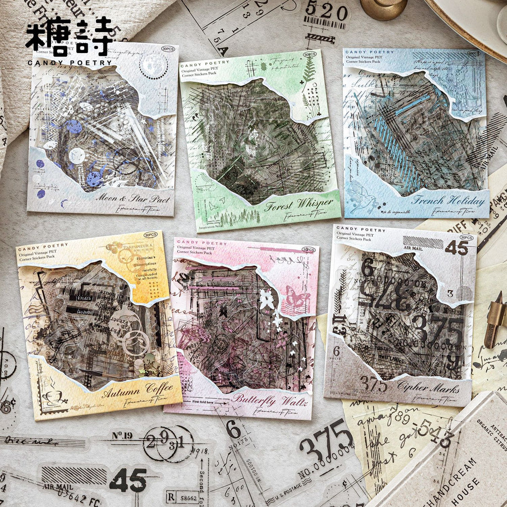 30 Pcs Vintage PET Journal Stickers SGJY