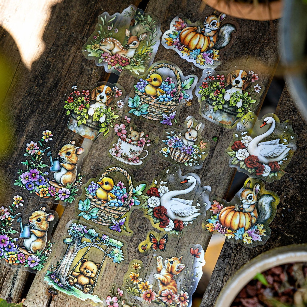 20 Pcs Floral Gadgets PET Stickers MAHY