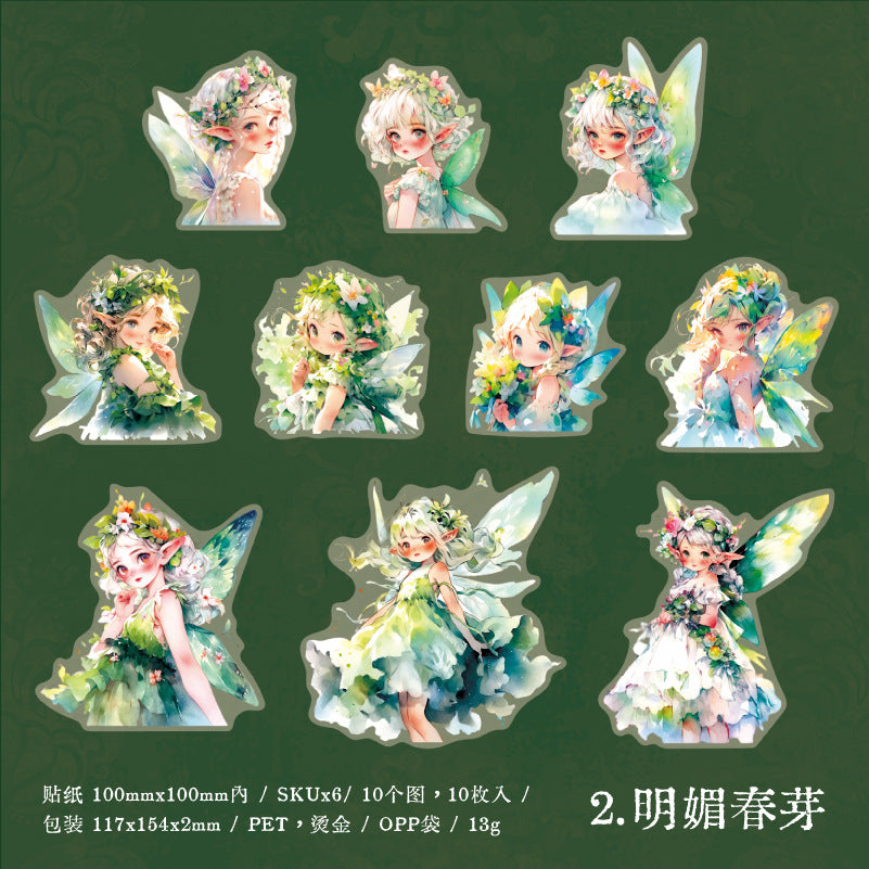 10 Pcs Fairy PET Stickers XYZML
