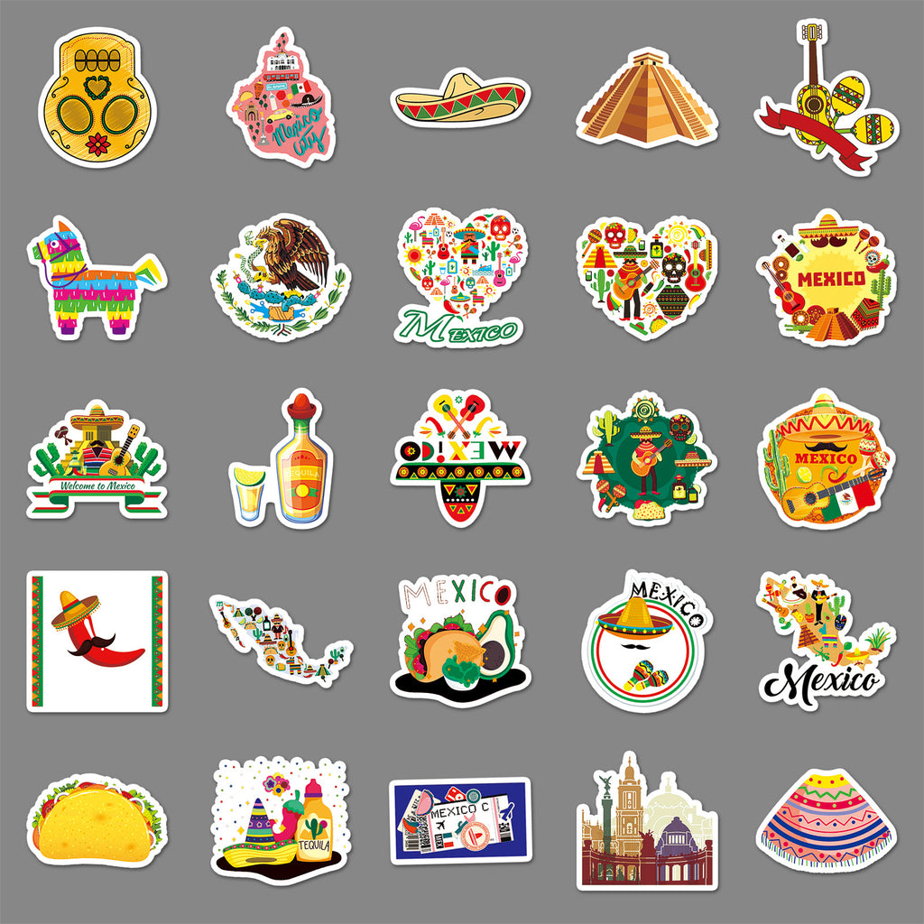 50Pcs Mexico Travel Vinyl Stickers TRV23
