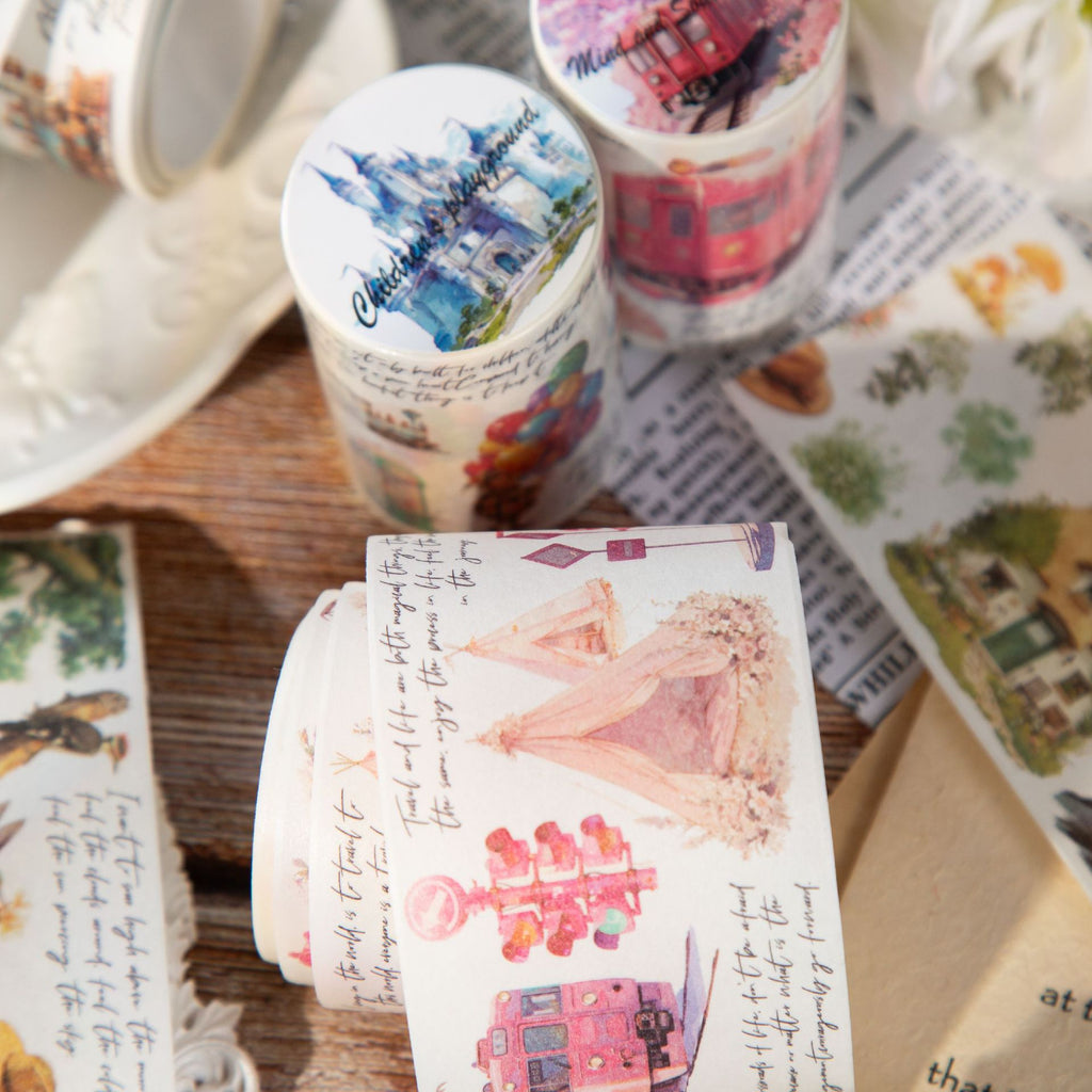 1 Roll Watercolor Landscpae Washi Tape PDLQMSJ