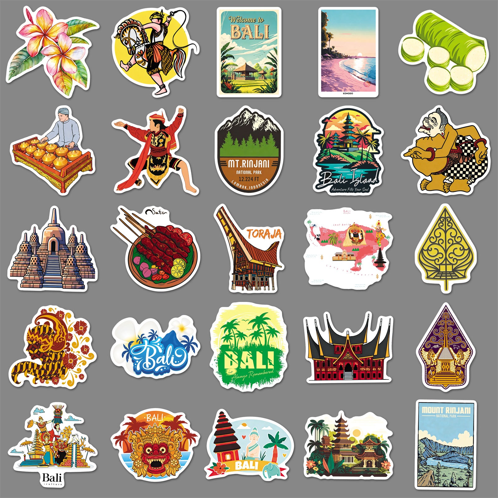 50Pcs Indonesia Travel Vinyl Stickers TRV16