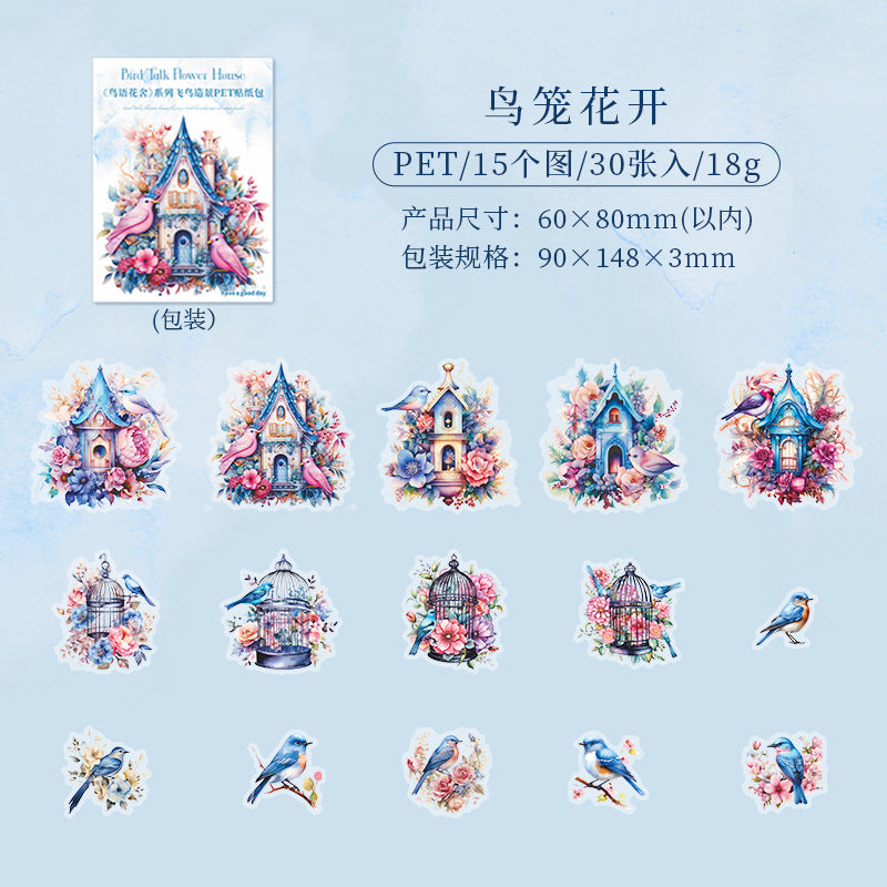 30 Pcs PET Bird Stickers NYHS