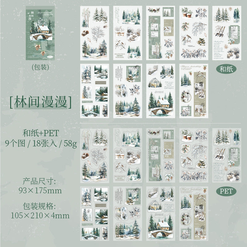 18 Sheets Snow Theme Stickers Book DRYXJ