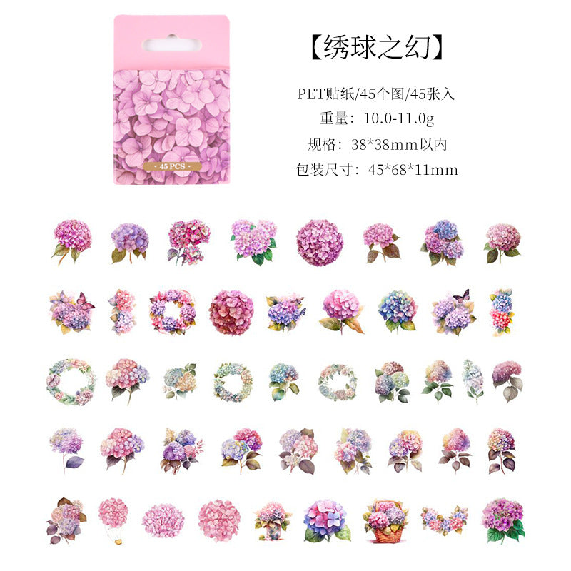 45 Pcs Pink Flower Stickers FSHJ