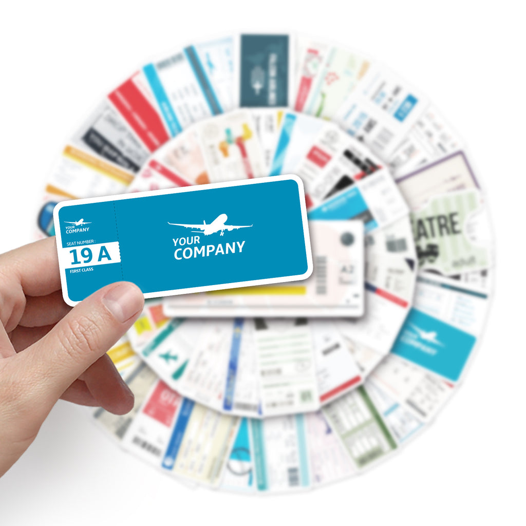 50Pcs Travel Flight Ticket Vinyl Stickers TRV25