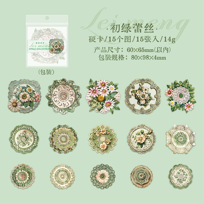 15 Pcs Lace Floral Cardstock Paper LMCH
