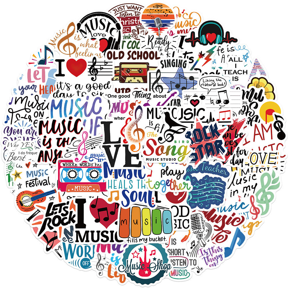 50 Pcs Vinyl Music Stickers DD172