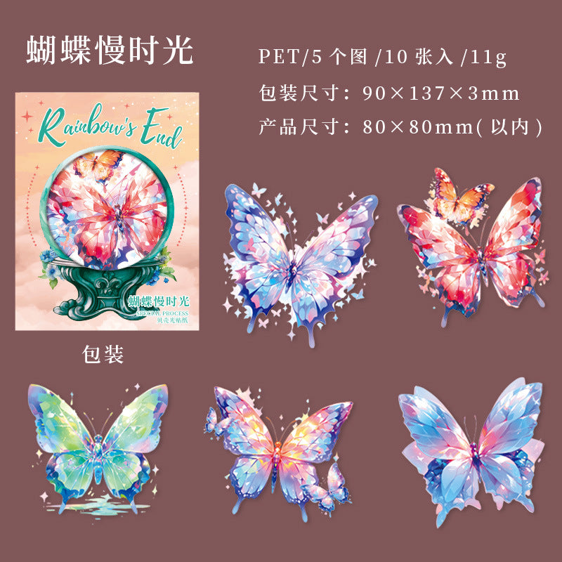 10 Pcs Rainbow Color PET Stickers CHLY
