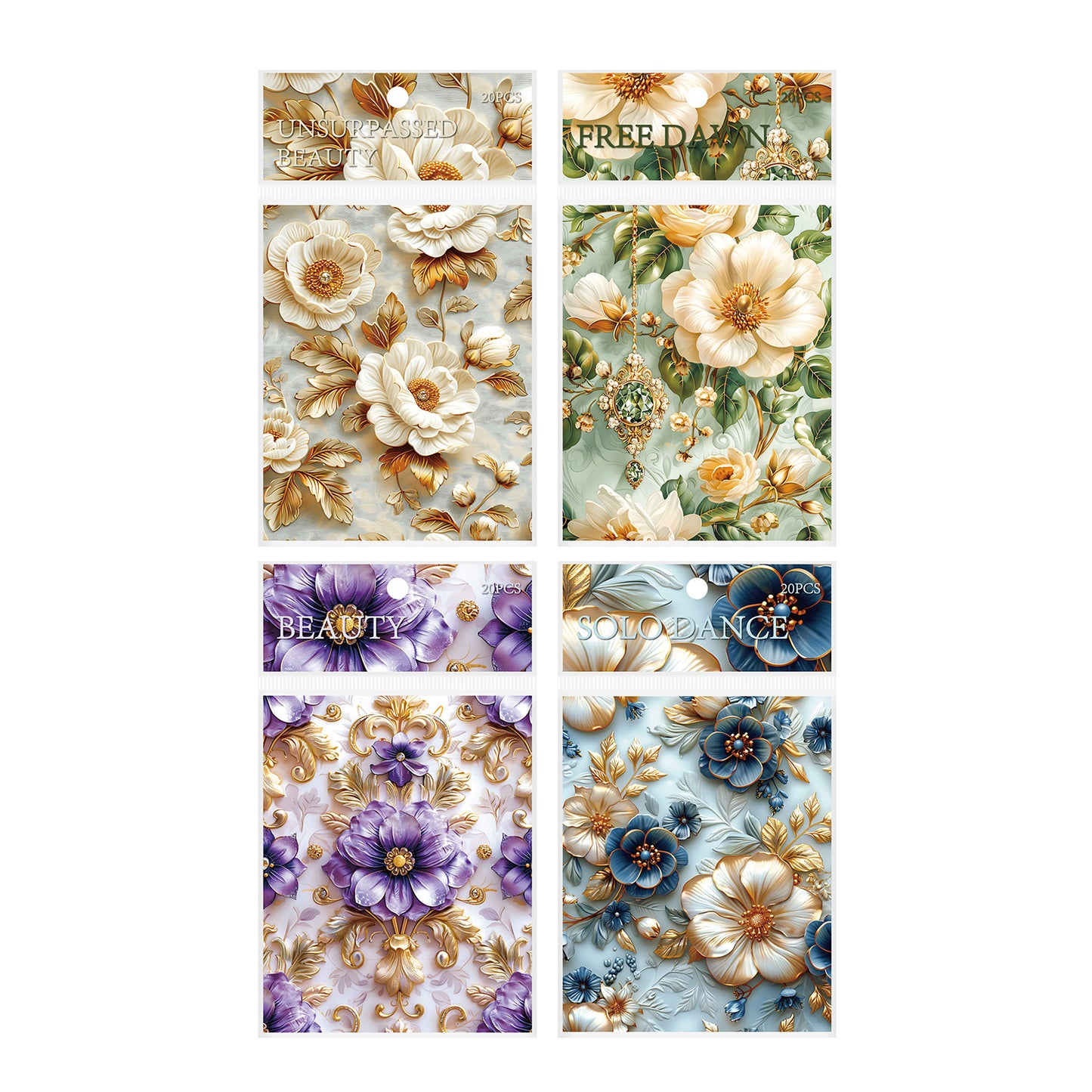 20 Sheets Fantasy Vintage Flower Journal Paper KKFQ