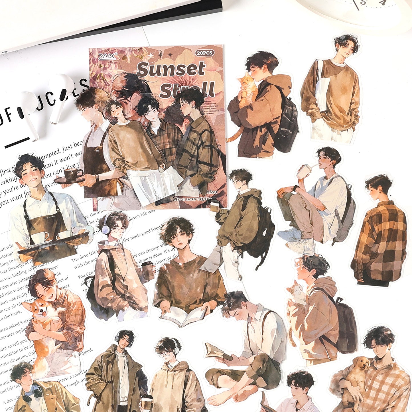 20 Pcs Fashion Girl Boy PET Stickers SXQX