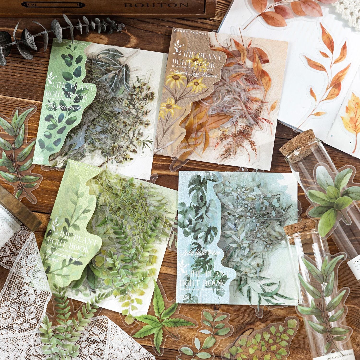 30 Pcs Leaf Theme PET Stickers ZWGB