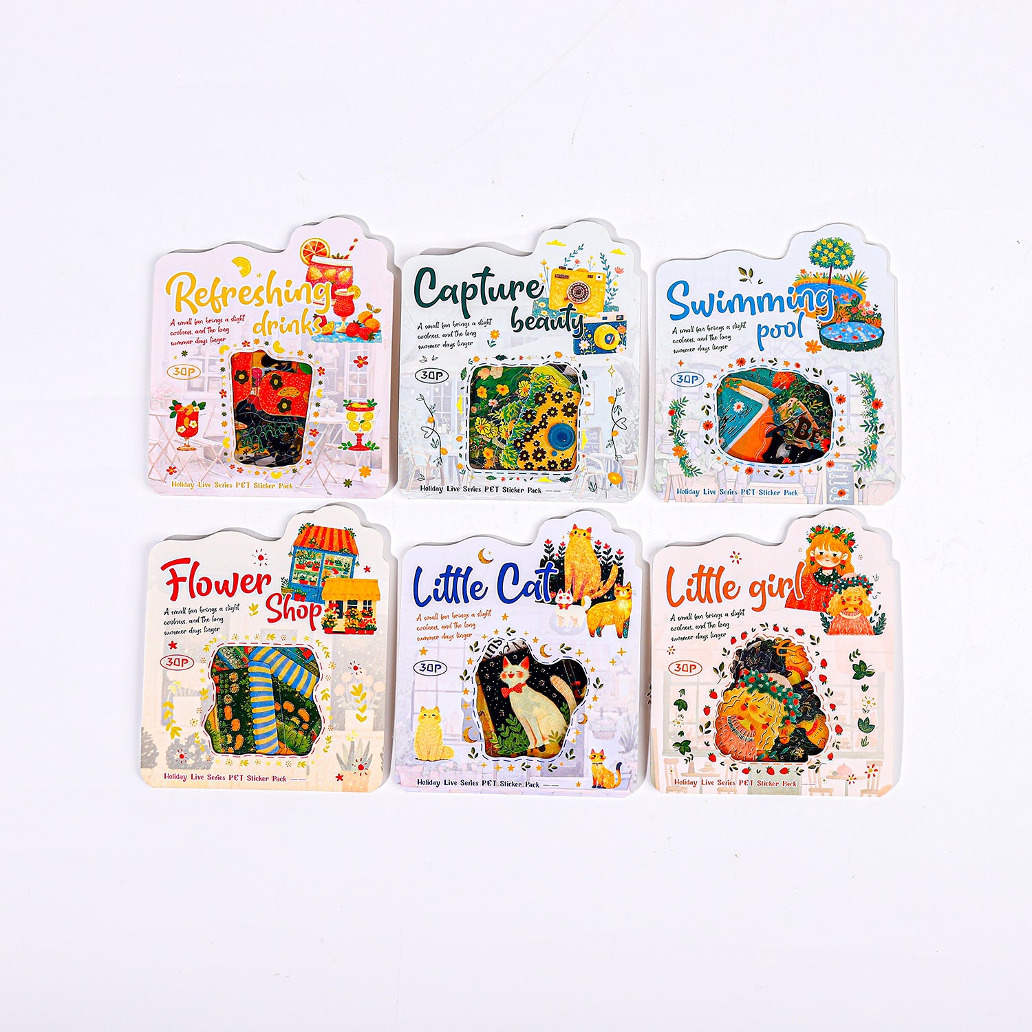 30 Pcs Cartoon Drawing PET Stickers JQSK