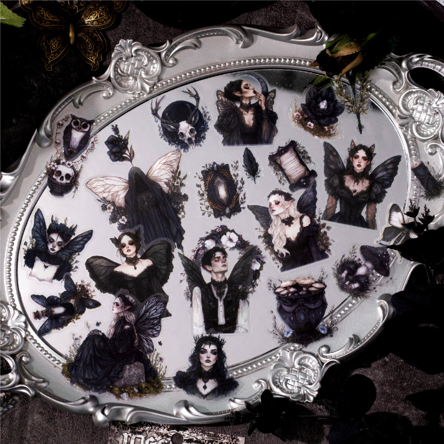 30 Pcs Dark Gothic PET Stickers YSJL