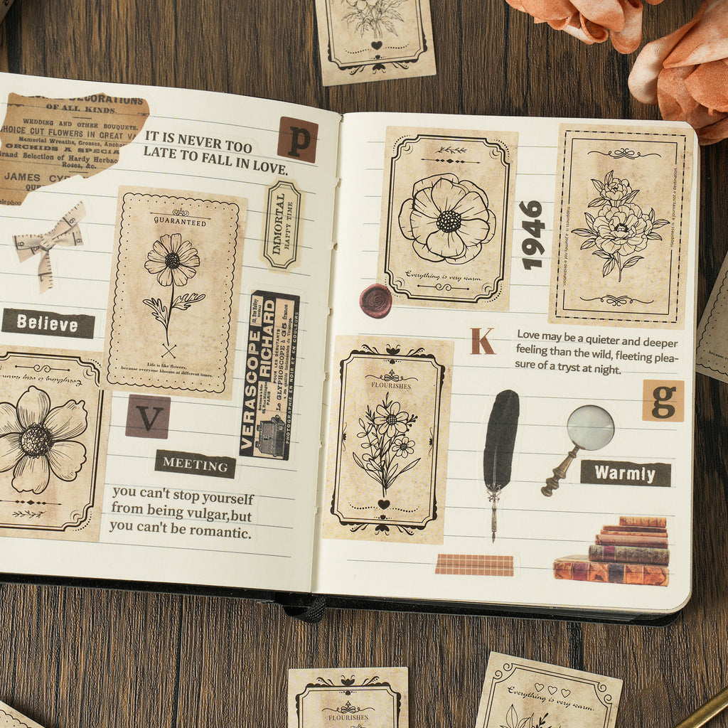 30 Pcs Vintage Flowrs Stickers LHDL
